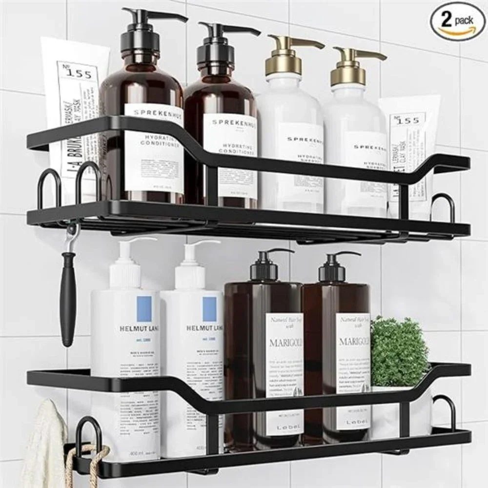 Shower Caddy XL - Adhesive Shower Organizer, Stainless Steel, No Drill, 2 Pack